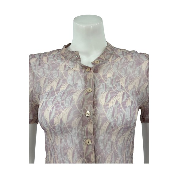 St. John Collection Leaf Print Button Down Shirt - Picture 2 of 8